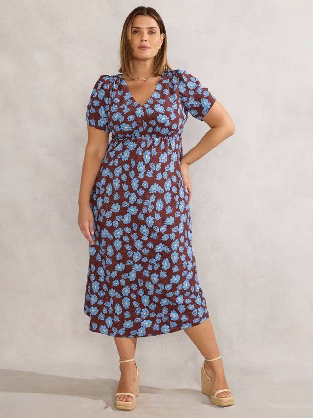 

Платье миди Curve Flowers Live Unlimited, Brown