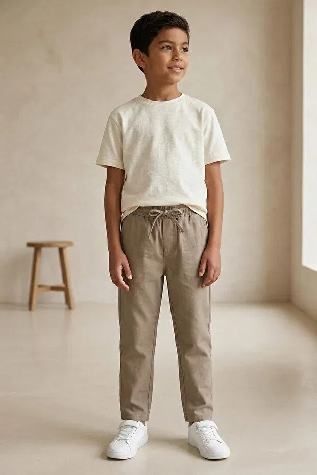 Детские брюки для мальчиков льняные Mutlu Kids, Beige