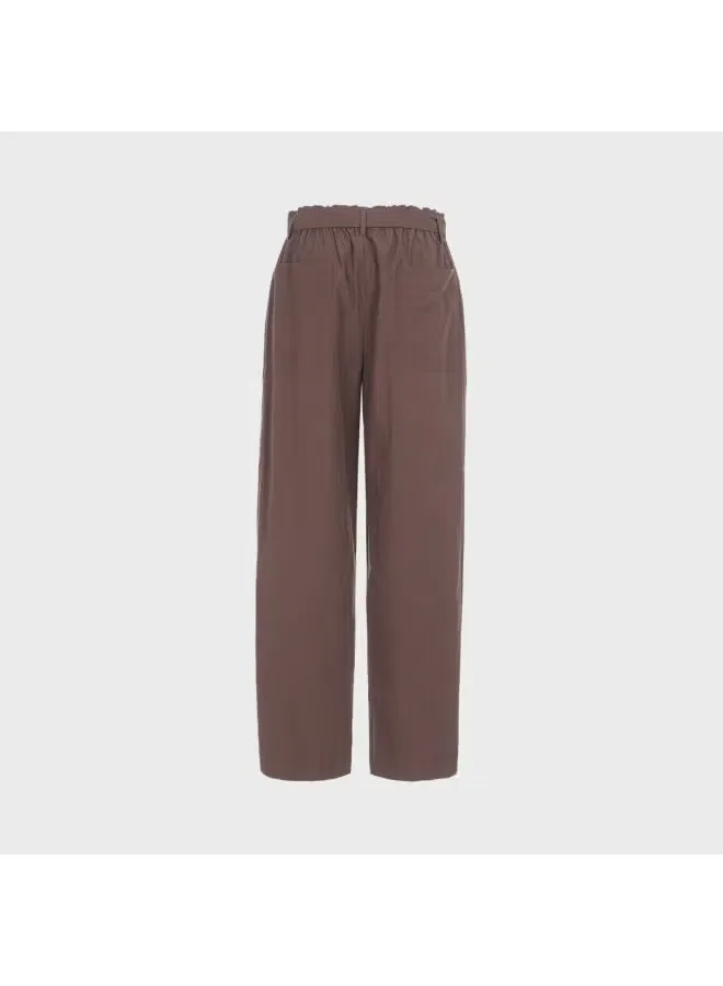 Брюки свободного кроя хлопковые Zara, темно-коричневый — фото 3