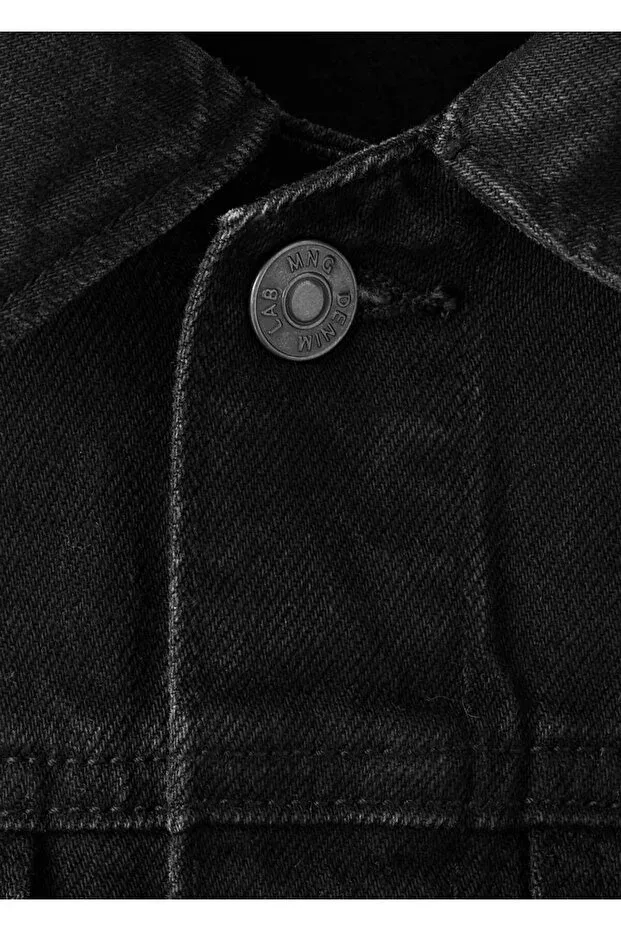 Детская куртка для девочек джинсовое Mango Kids, Black Denim — фото 4