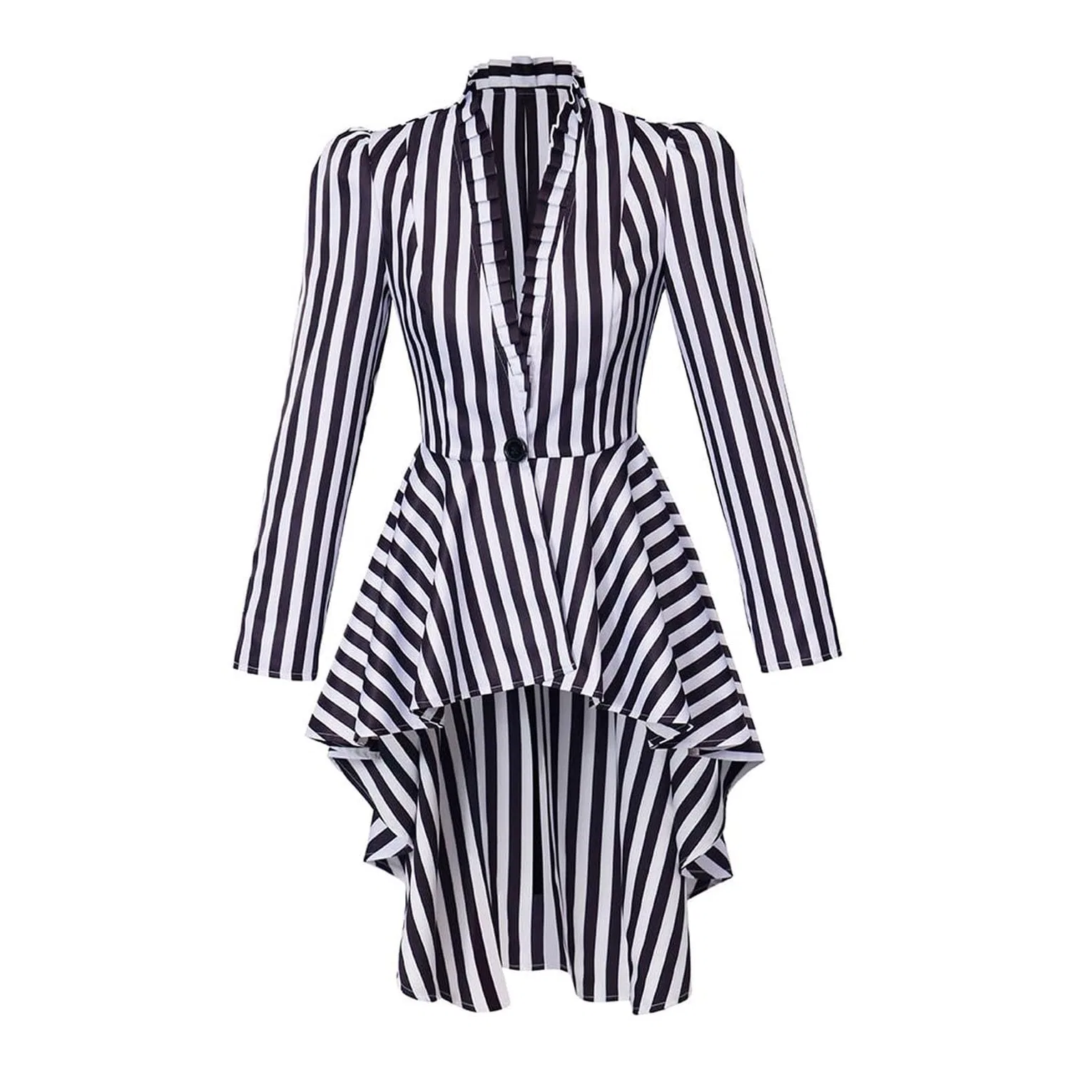 Женское пальто с длинным рукавом Steampunk Women's Striped Medieval Coat, Grey
