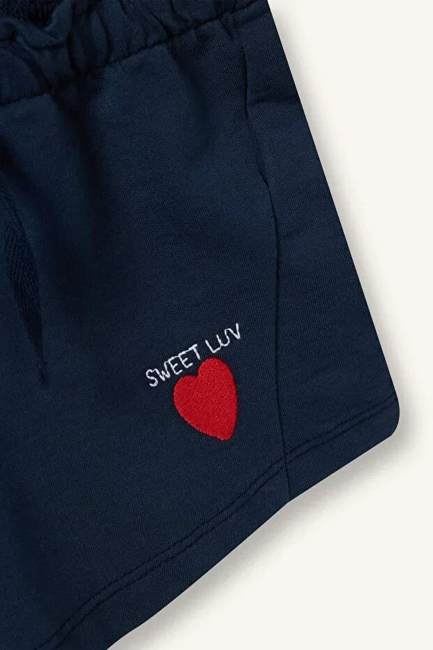 Детские шорты для девочек хлопковые Basics Defacto, Navy Blue — фото 2