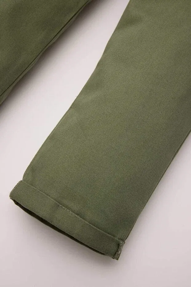Детские брюки для мальчиков хлопковые Elastic Waist Folded Leg Gabardine Pants Baby Boy d5246a524wn Defacto, Khaki — фото 3