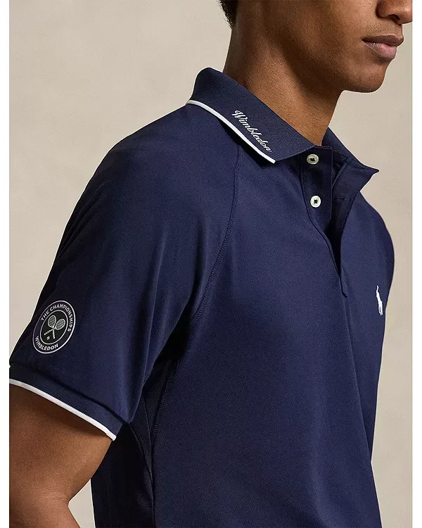 Мужская рубашка поло Custom Slim Fit Wimbledon Polo Ralph Lauren, темно-синий — фото 4