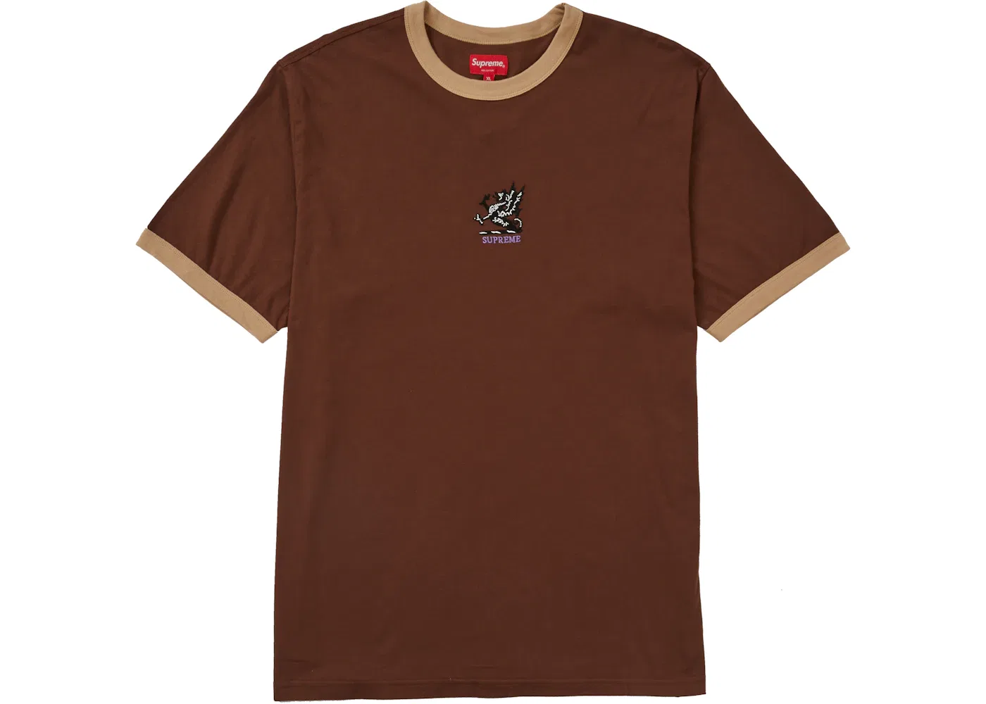 Мужская футболка с принтом Supreme Dragon Ringer Tee, Brown