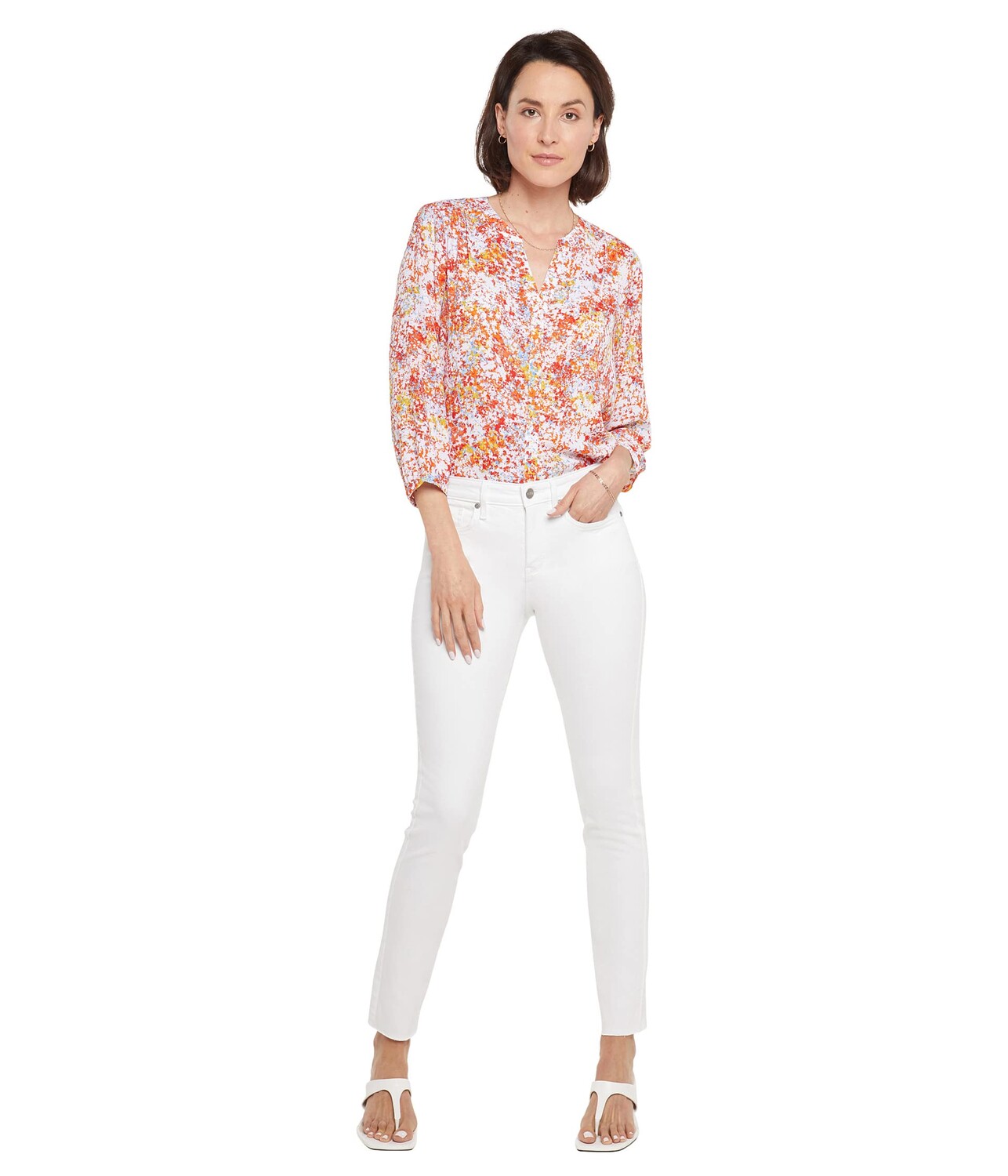 

Леггинсы NYDJ, Alina Leggings Ankle Raw Hem in Optic White