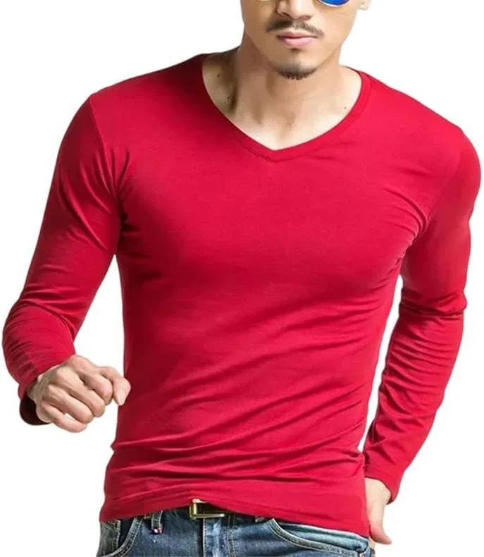 Мужская slim футболка с длинным рукавом Classic, Burgundy