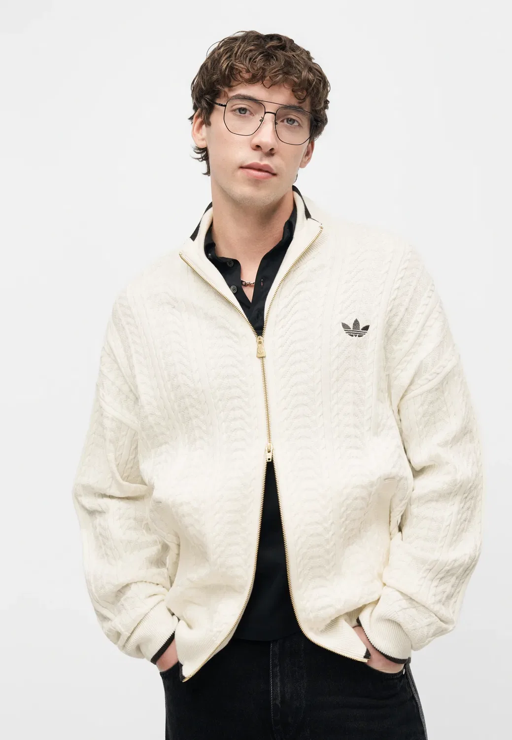 Куртка Firebird унисекс - вязаная Adidas Originals, Cloud White — фото 4