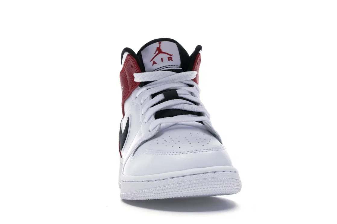 Детские кроссовки с высоким верхом Jordan 1 Mid, White/Black-Gym Red — фото 2
