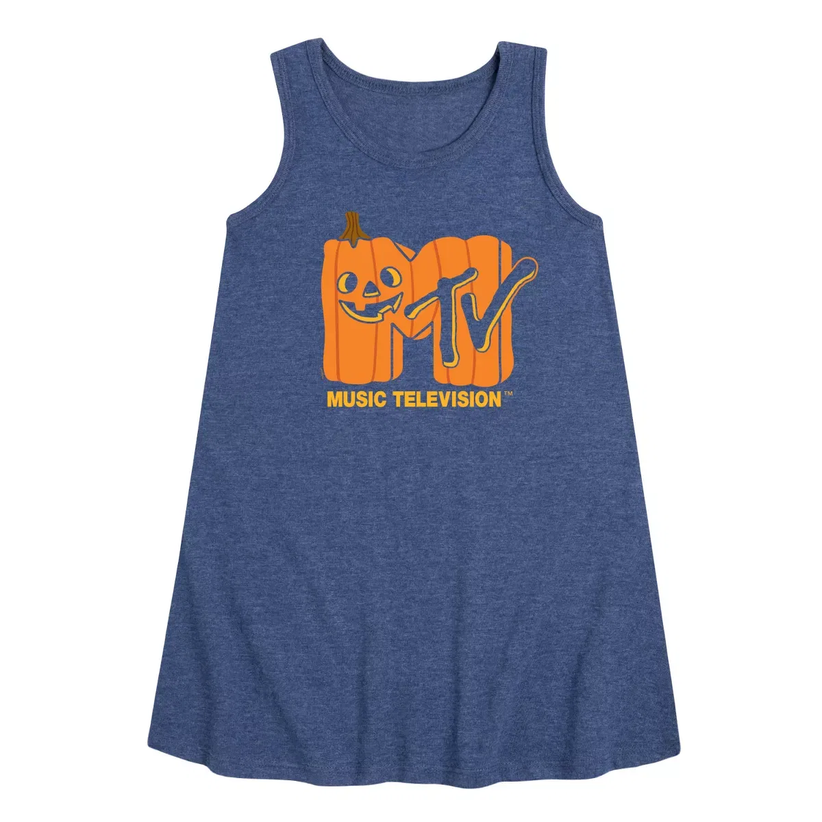 Детское платье-трапеция без рукавов Logo Jack O Lantern MTV, Heather Navy