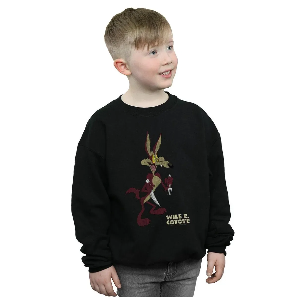 Свитшот с принтом Wile E Coyote Looney Tunes, Black