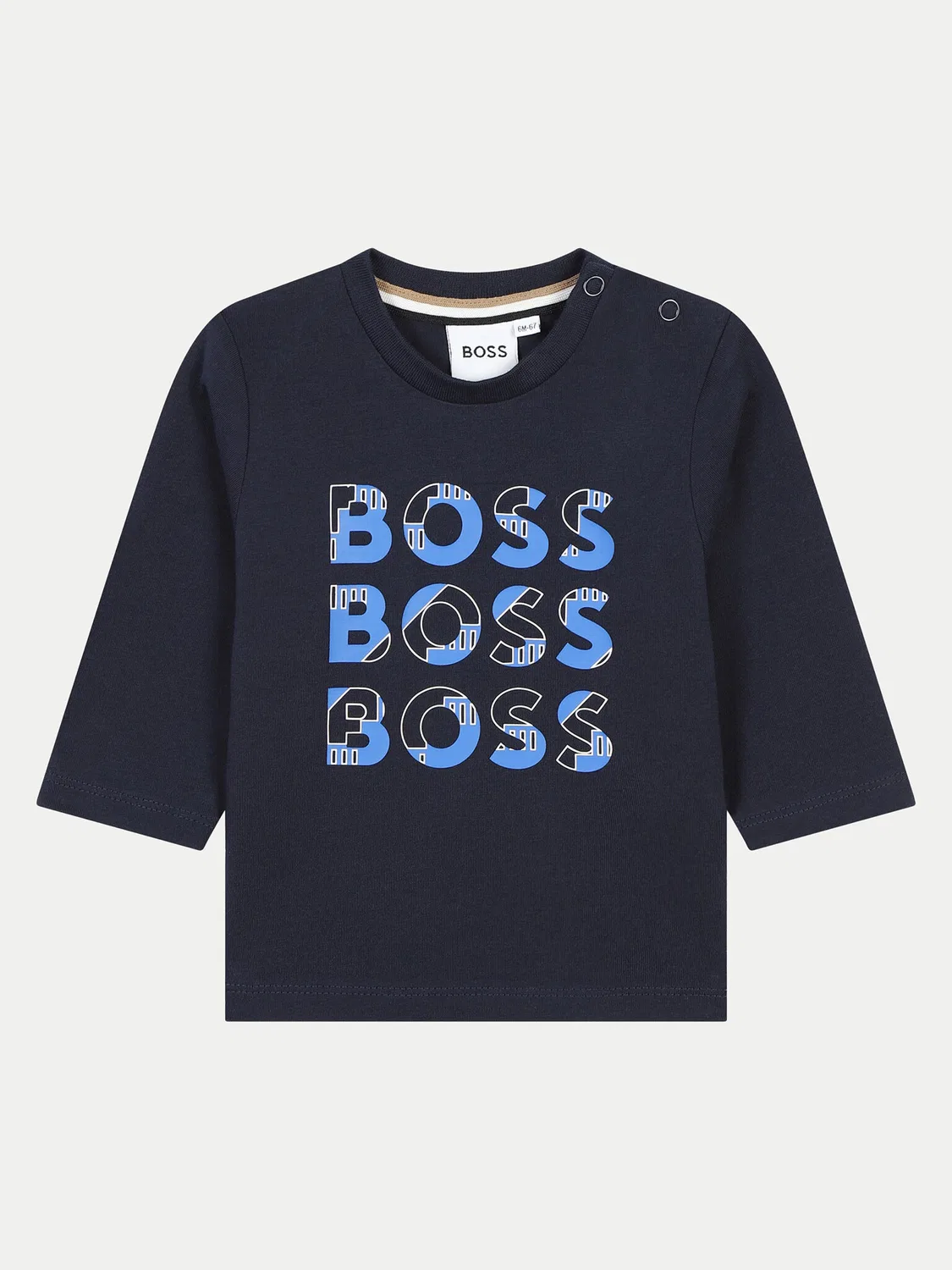 Лонгслив стандартного кроя для мальчика Boss, темно-синий