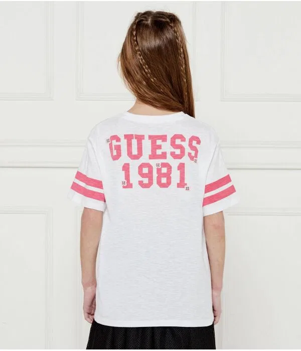 Детская футболка оверсайз Guess, белый — фото 3