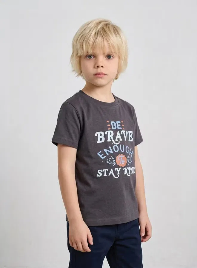 Футболка с графическим принтом Boys Graphic Print Regular Fit Take Two, угольный — фото 2