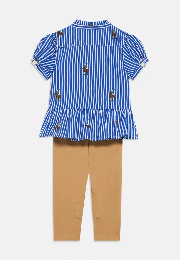 Комплект из футболки и леггинсов с поло, хлопок, Polo bear cotton shirt & legging set, Polo Ralph Lauren, синий — фото 2