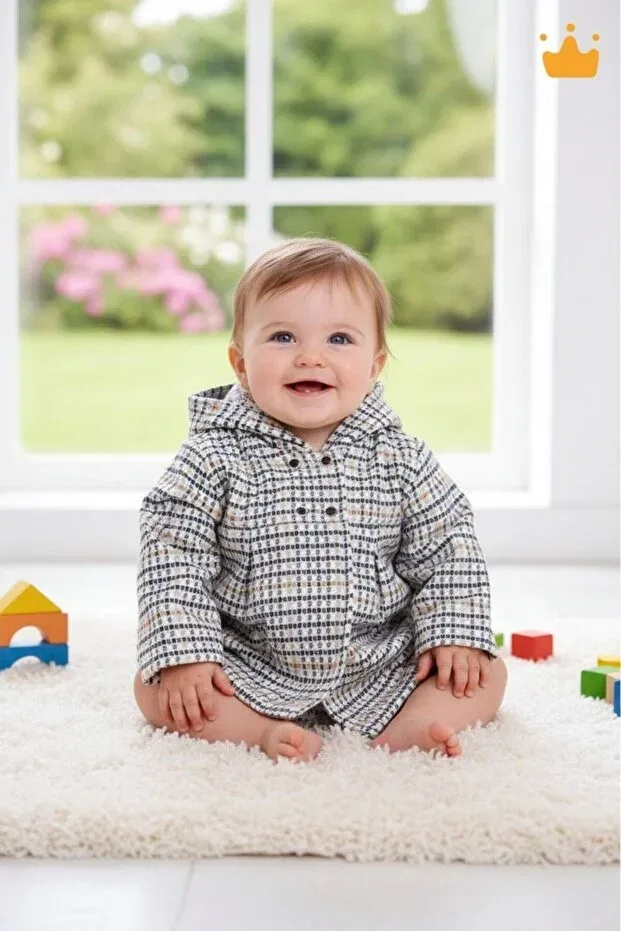 Детское пальто для девочек хлопковое Babyhola, Gray — фото 3