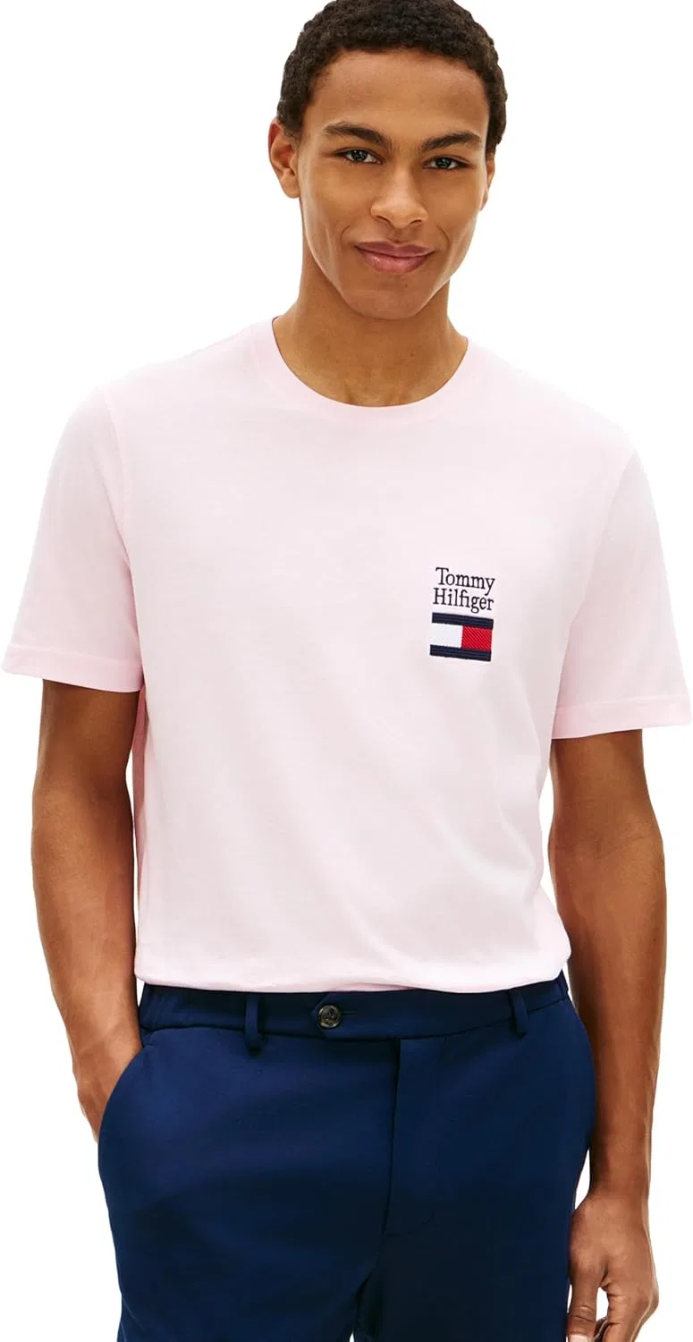 Мужская футболка с вышитым логотипом Tommy Hilfiger, Pink Lily