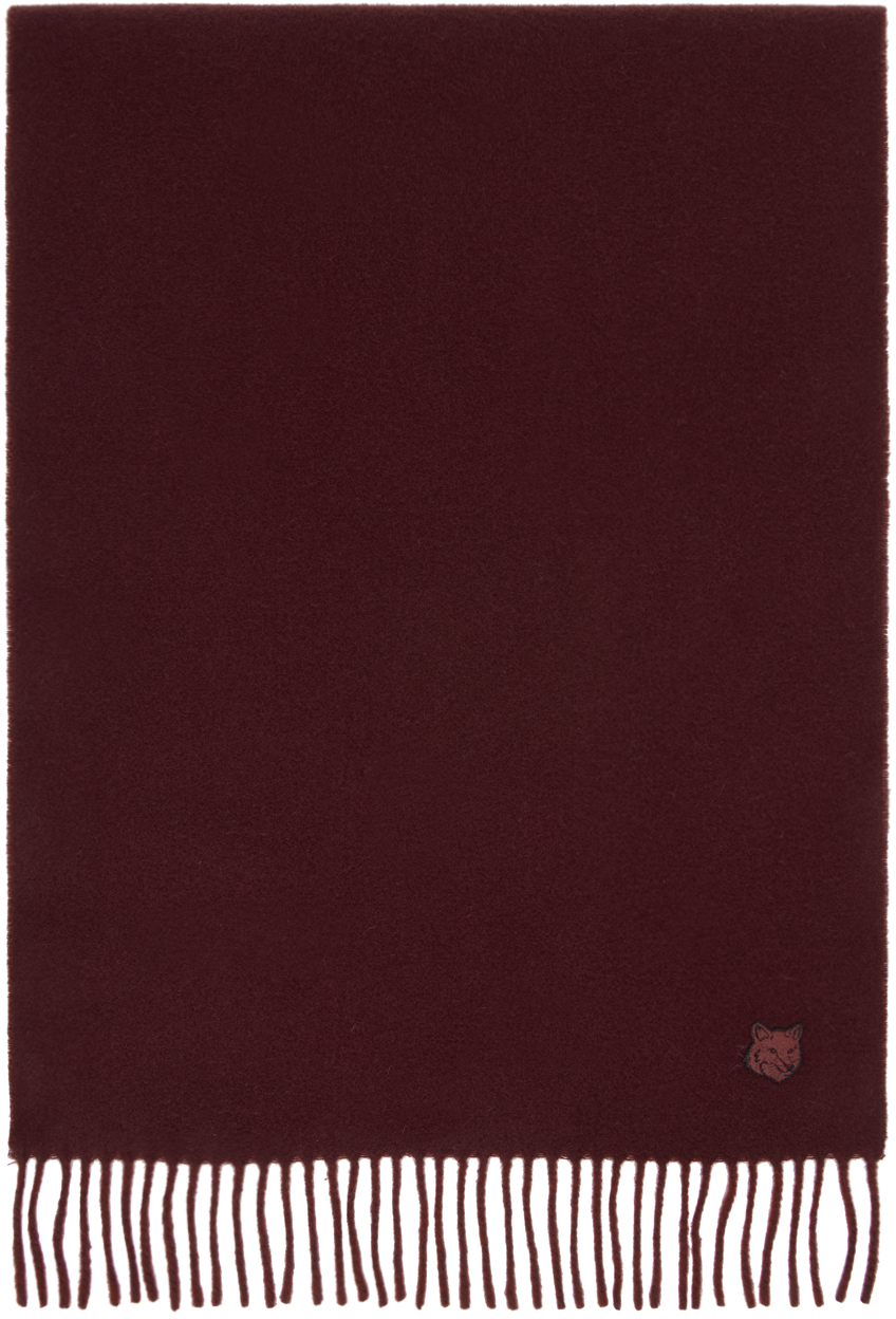 

Красный жирный шарф с изображением головы лисы Maison Kitsune