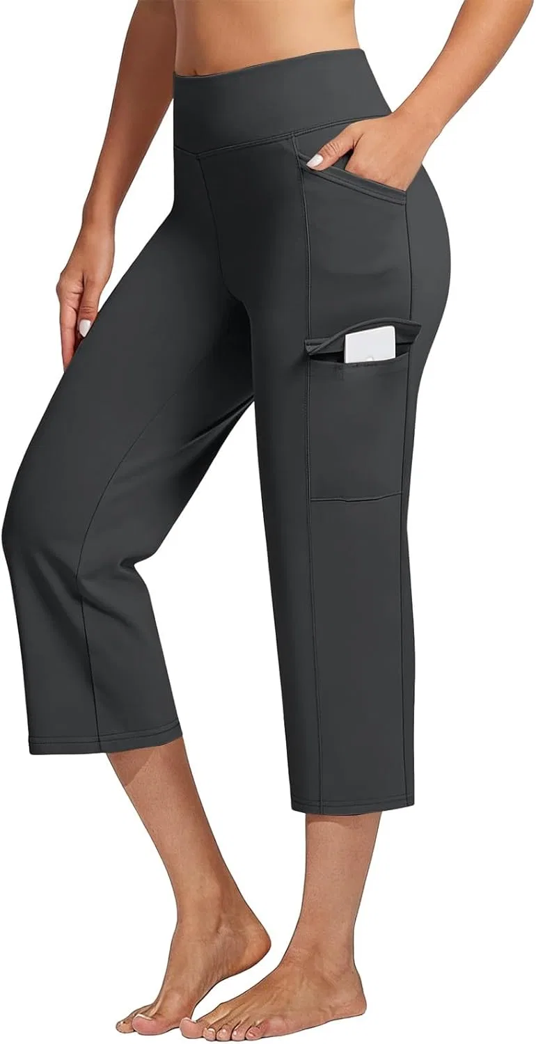 Капри Active, высокая талия, прямой крой, Dark Gray
