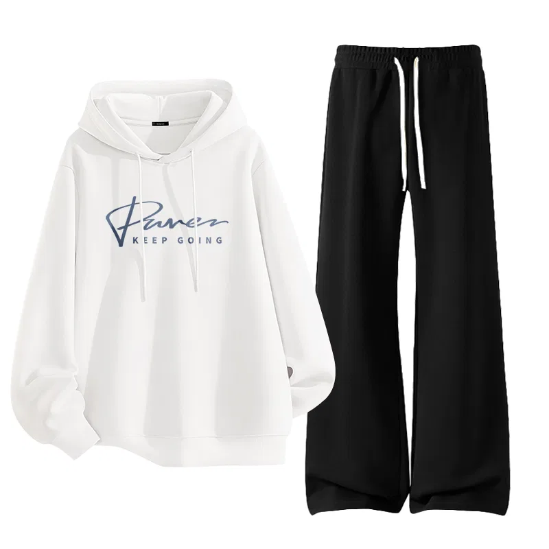 Детский комплект спортивной одежды MINISO, White Mb Brush Stroke Iridescent Center Logo + Black Solid Color