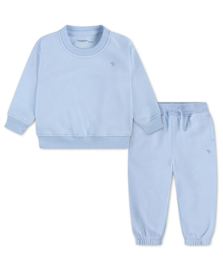 Комплект из худи и брюк с кенгуру-карманом, Baby's Essential Crew Top and Pants Set abercrombie kids, Ice Water