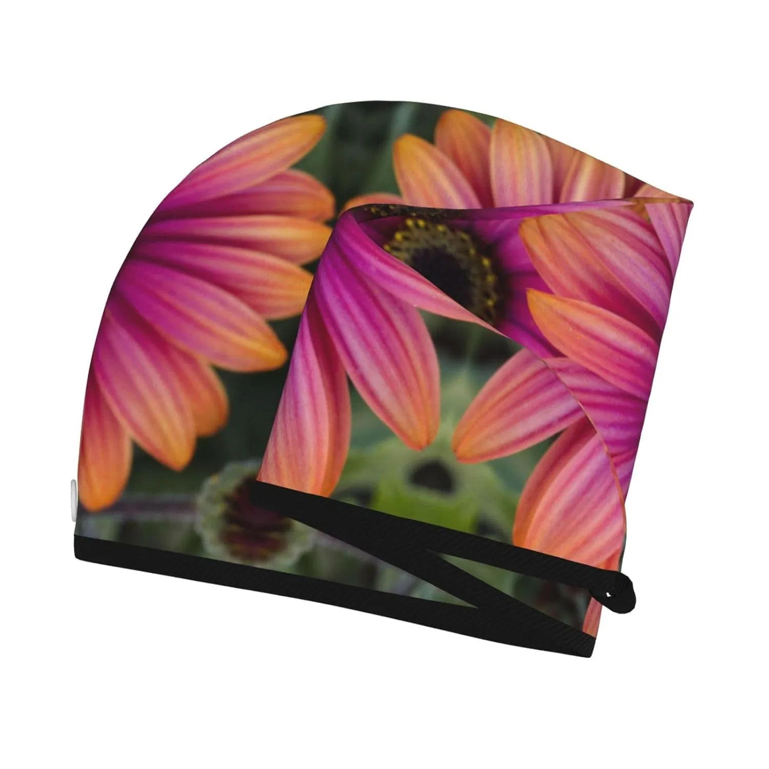 Шапочка для сушки волос, Coral Velvet, Oudrspo, 64x26 см, Pink Orange Daisy Flower — фото 3