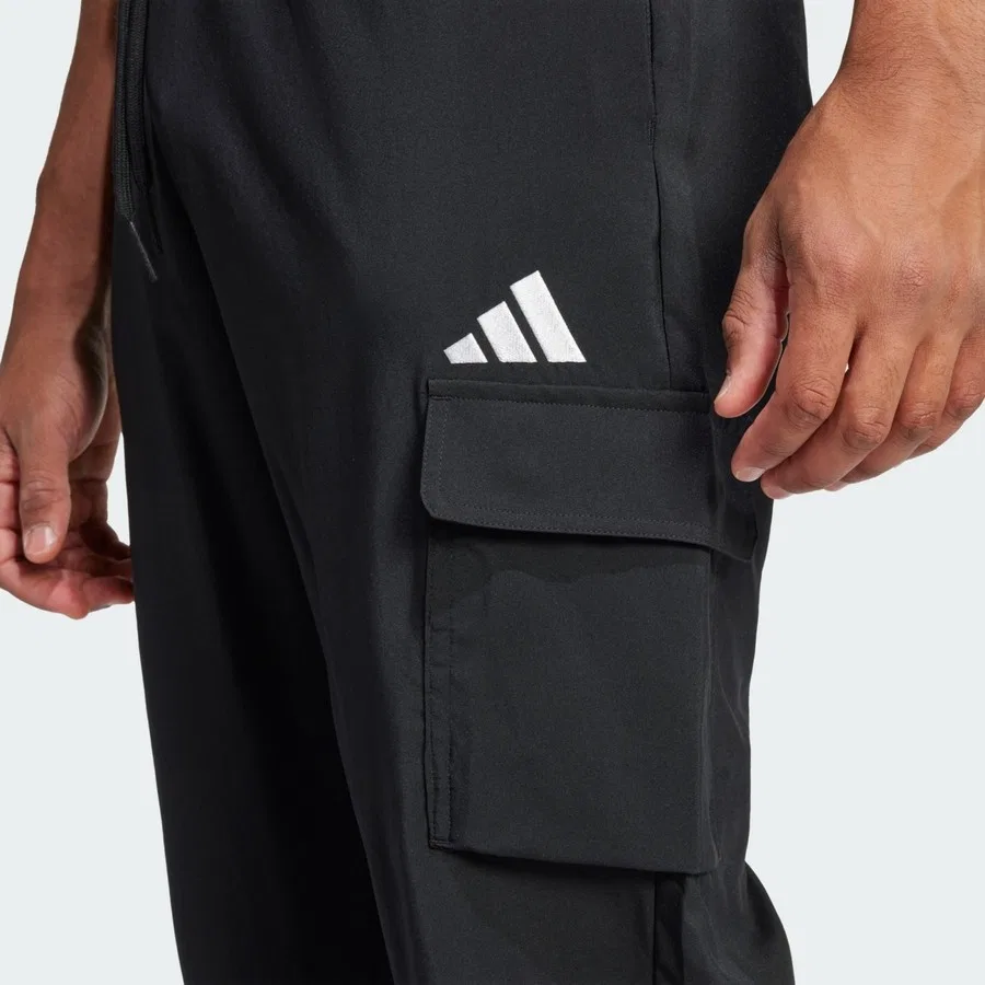 Штаны карго спортивные с логотипом Essentials Small Logo Cargo Pants adidas, Черно-белый — фото 4