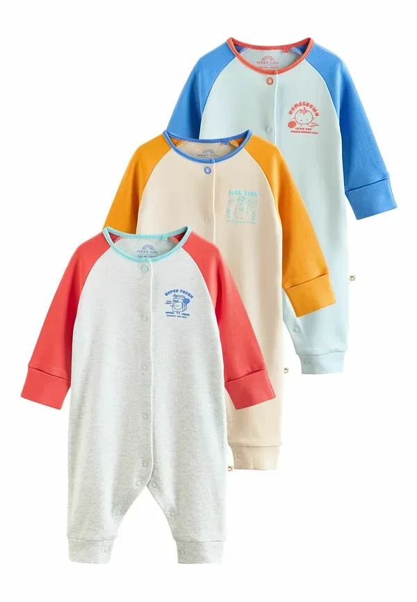 Комплект боди для сна из хлопка, 3 шт, Regular fit, Next, Multi Raglan