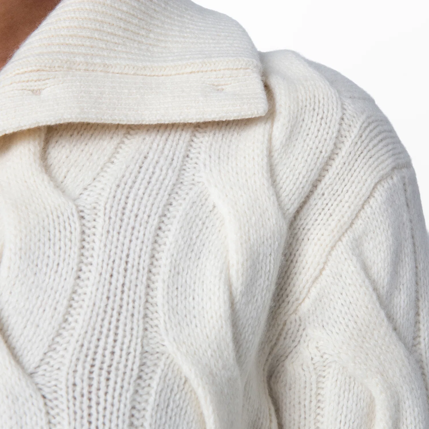 Кардиган с косами из шерсти и кашемира Cable-Knit Wool Cashmere Cardigan Polo Ralph Lauren, White — фото 3