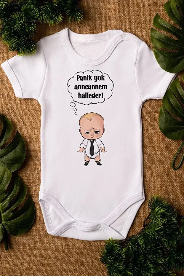 Детское боди для новорожденных хлопковое Boss Baby Overoz, White