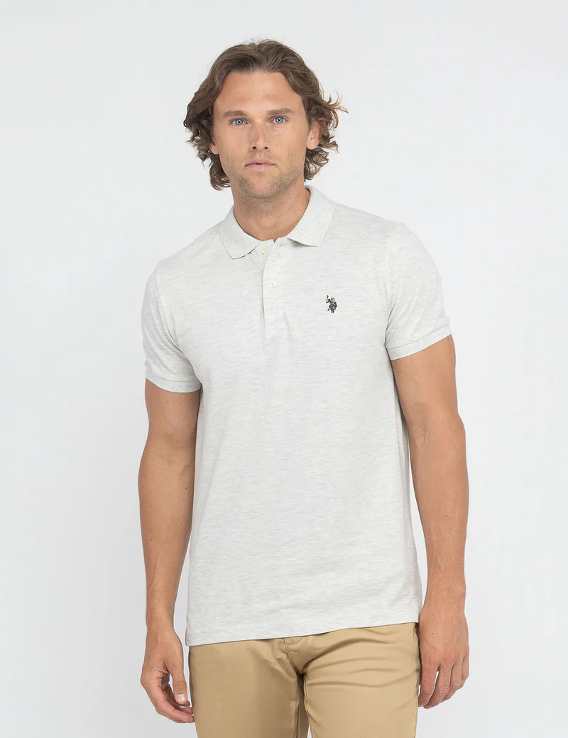 

Футболка-поло U.S. Polo Assn Slim Fit Solid Pique, светло-серый