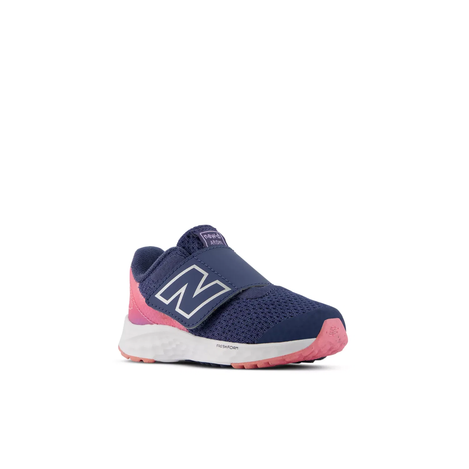 Детские кроссовки для мальчиков и девочек с дышащей сеткой Arishi Hook & Loop New Balance, Vintage Indigo With Signal Pink And Lilac Glo — фото 2