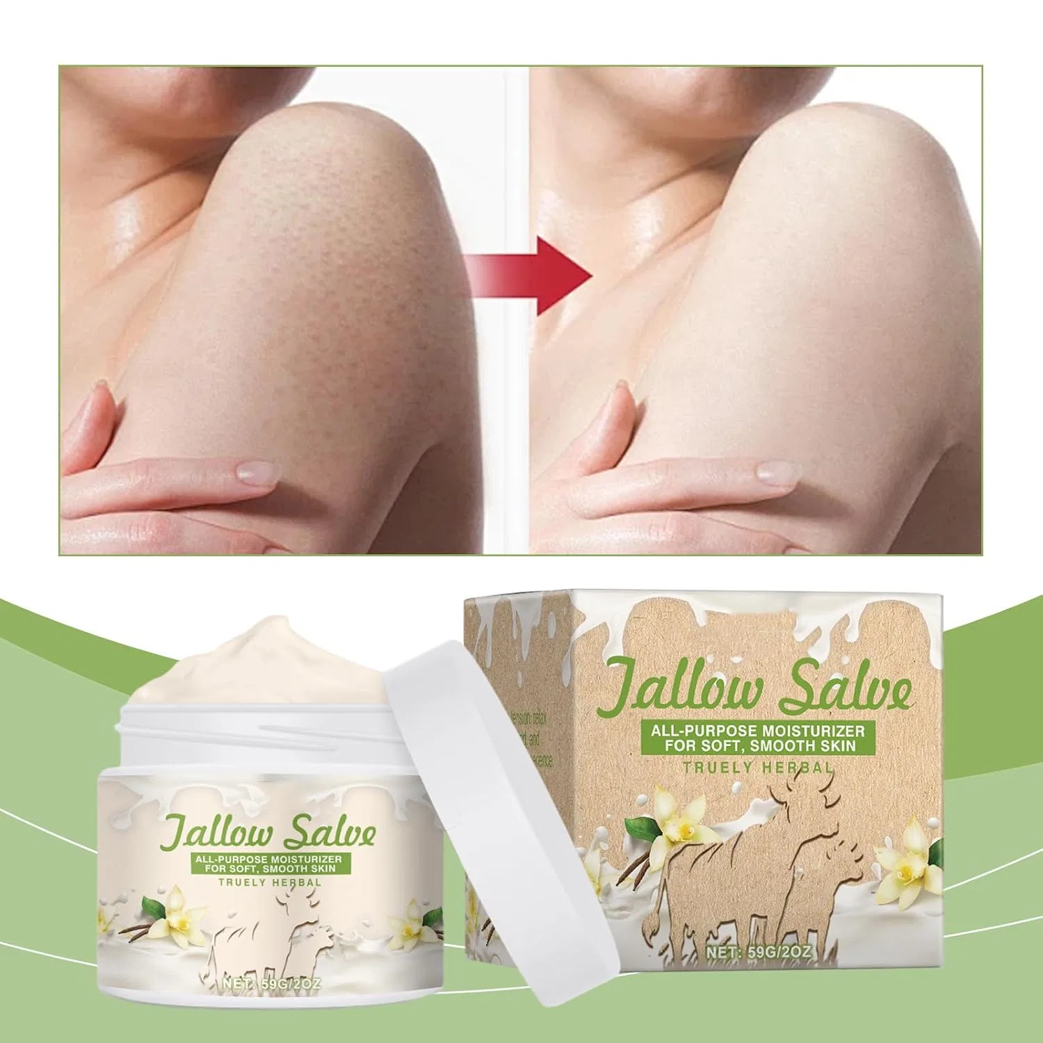 Крем для лица и тела Beef Tallow Vanilla Cream, Raevior, набор 4 шт, 59 г — фото 2