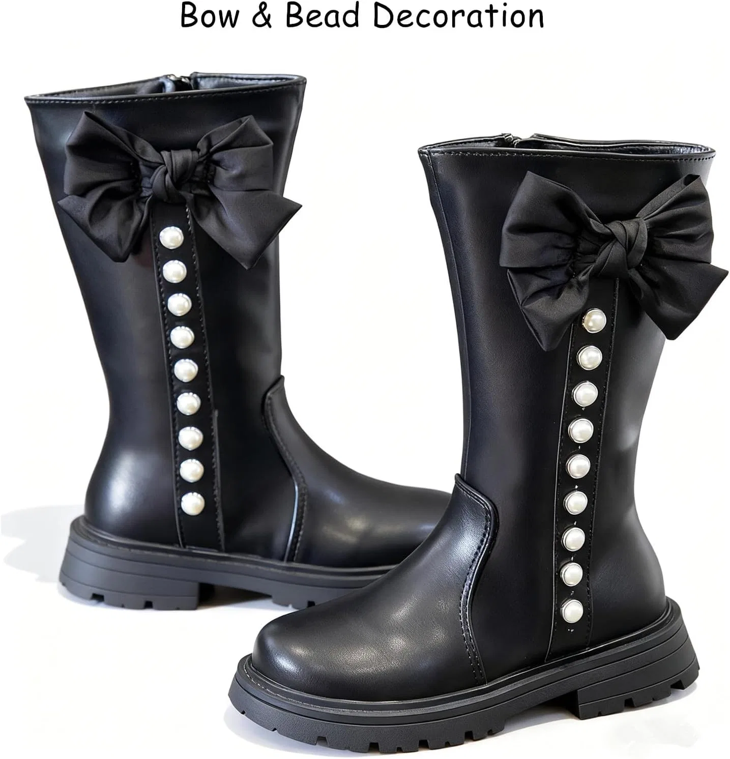 Детские сапоги для девочек с искусственным мехом DADAWEN, Black — фото 4
