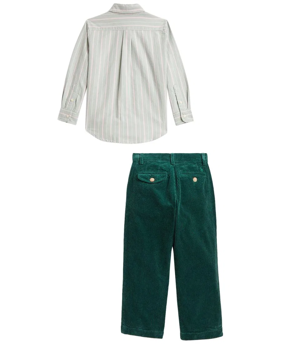 Комплект из рубашки-оксфорд и брюк из вельвета Polo Ralph Lauren, Green — фото 2