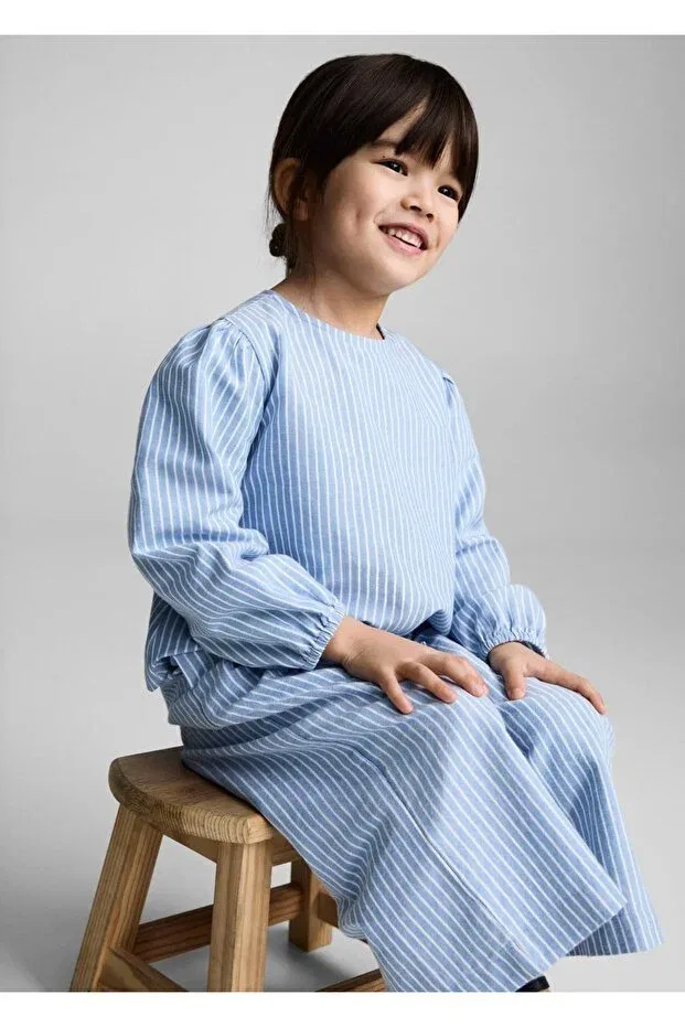 Детские брюки для девочек полосатые Mango Baby, Indigo Blue