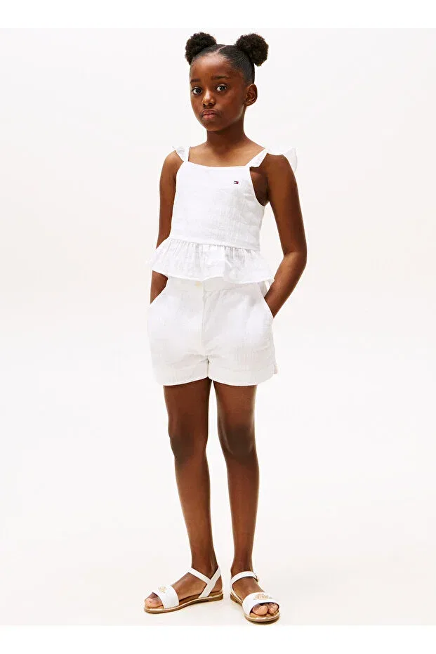 Детские шорты для девочек хлопковые Tommy Hilfiger, White
