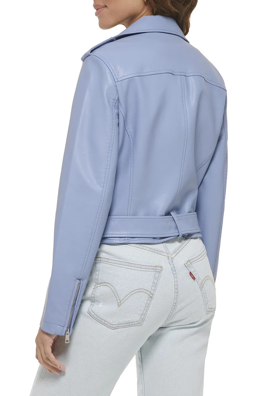 Женская куртка-косуха из экокожи с поясом Levi's, 3-Country Blue — фото 4