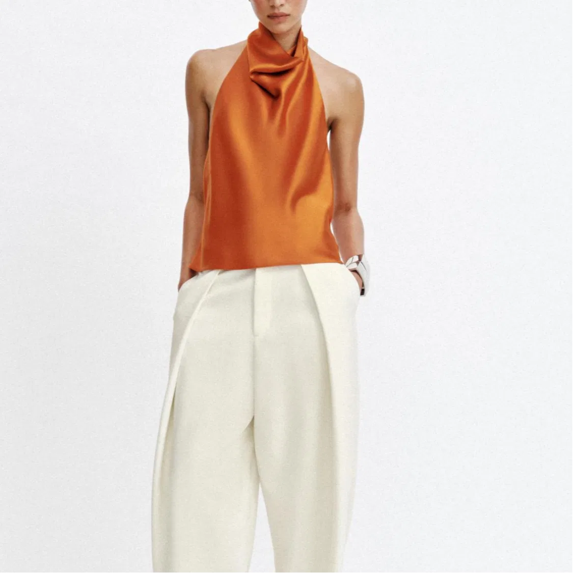 Женский топ на бретелях с принтом ZARA, Orange — фото 4