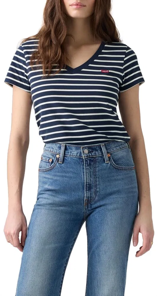 Женская футболка с V-образным вырезом Perfect Levi's, Emily Stripe Navy Blazer — фото 3