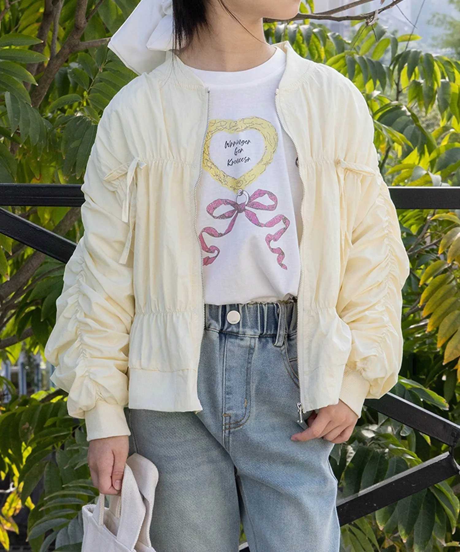 Куртка-бомбер со сборками Aimoha Kids, beige