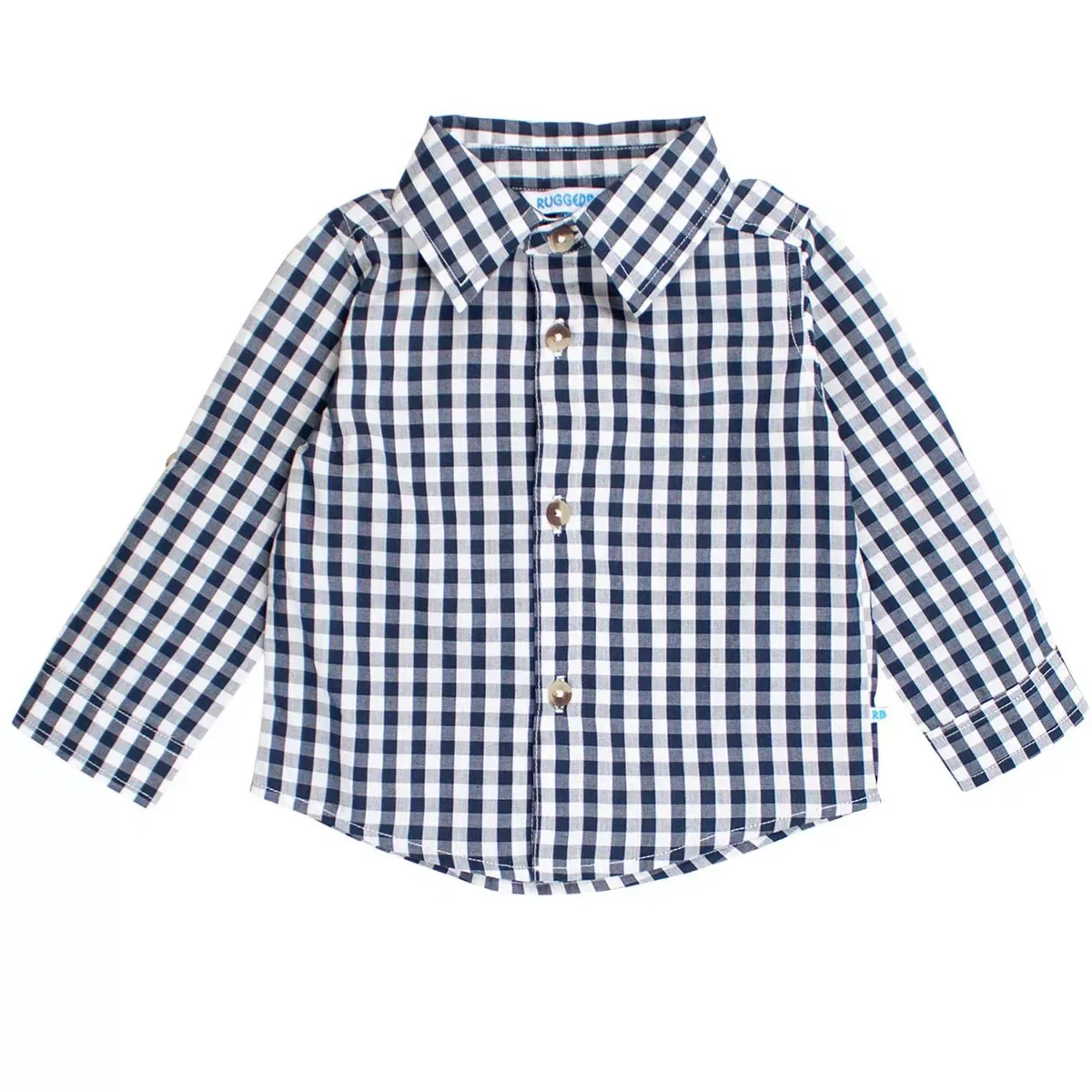 Детская рубашка с длинным рукавом RuggedButts, Classic Dark Navy Gingham