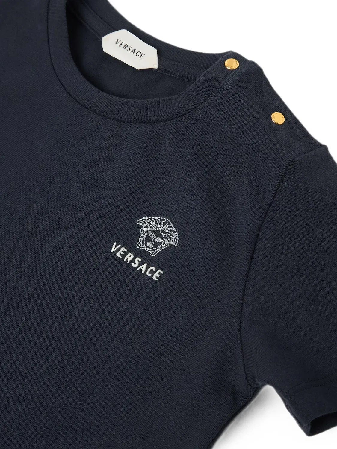 Футболка с вышивкой Medusa Versace Kids, синий — фото 3