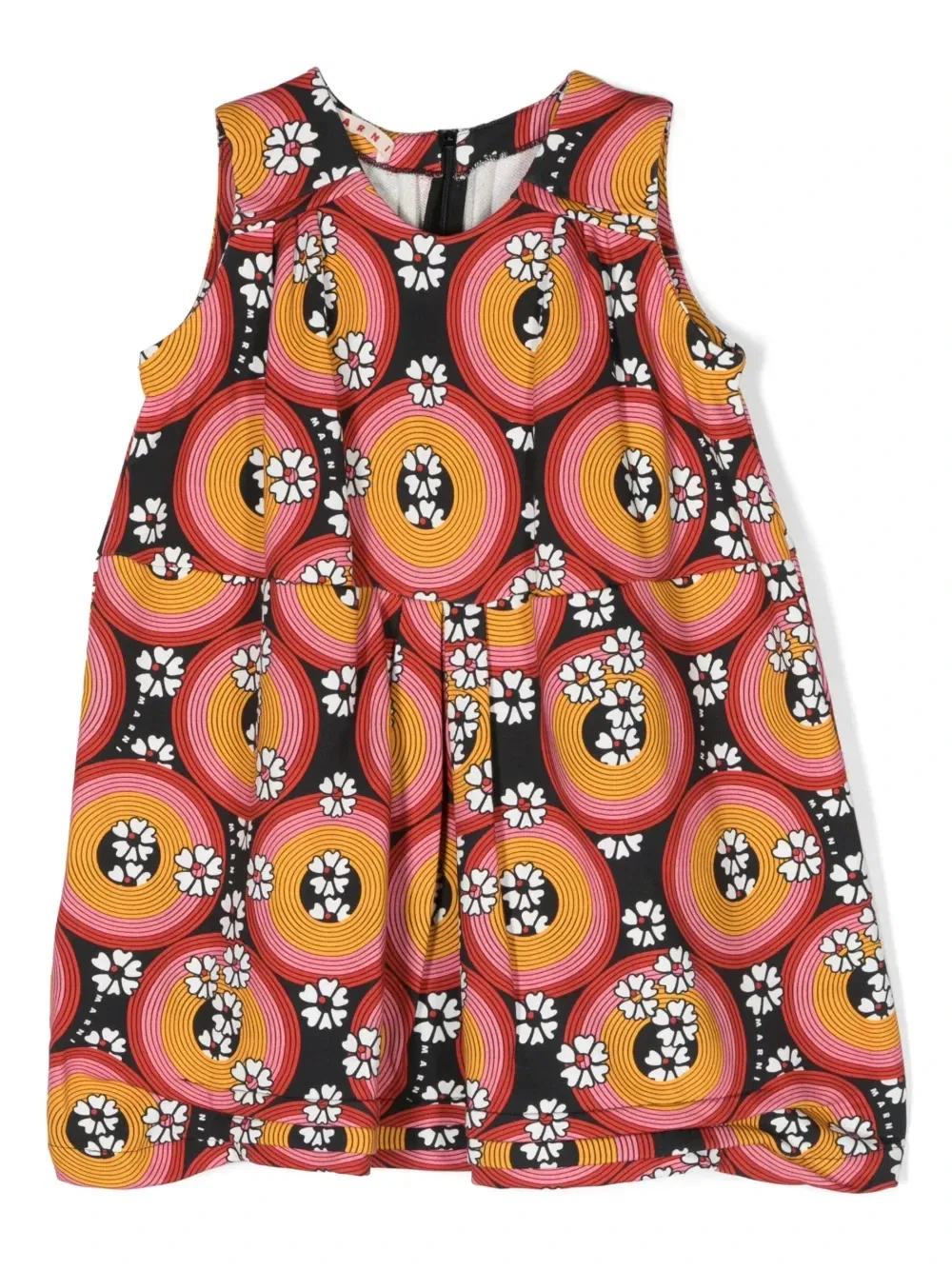 Платье с абстрактным принтом Marni Kids, красный