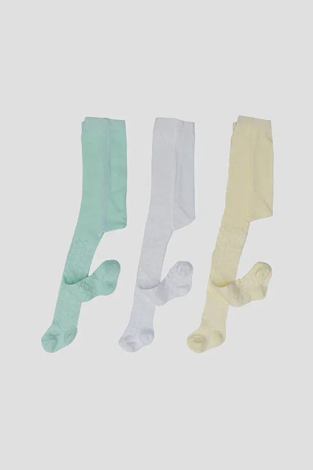 Детские колготки для девочек с жаккардовым узором 3 шт Defne Baby, Multicolor — фото 2