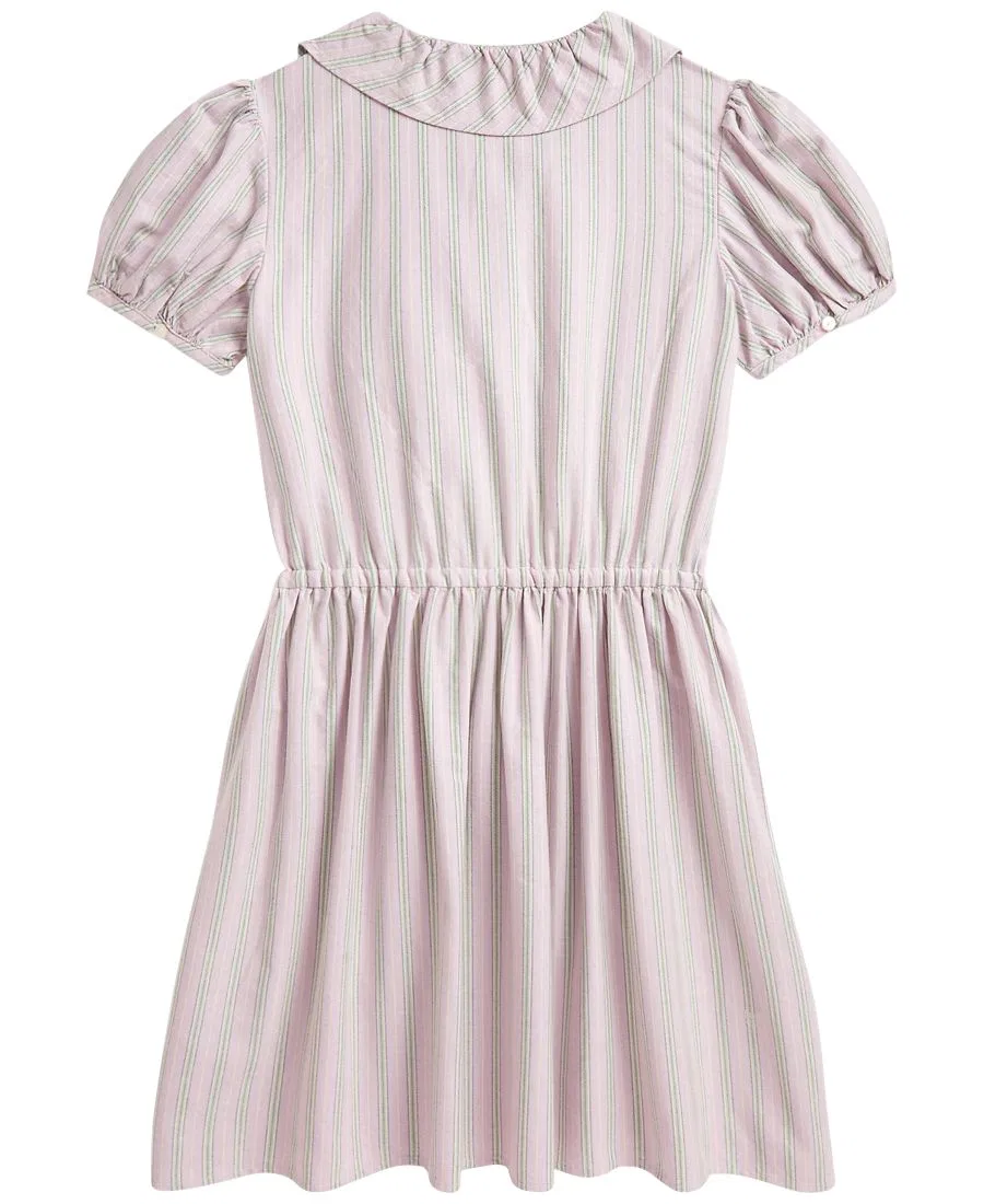 Платье-оксфорд из хлопка в полоску с оборками для девочек 7-16 лет Polo Ralph Lauren, Pink — фото 2
