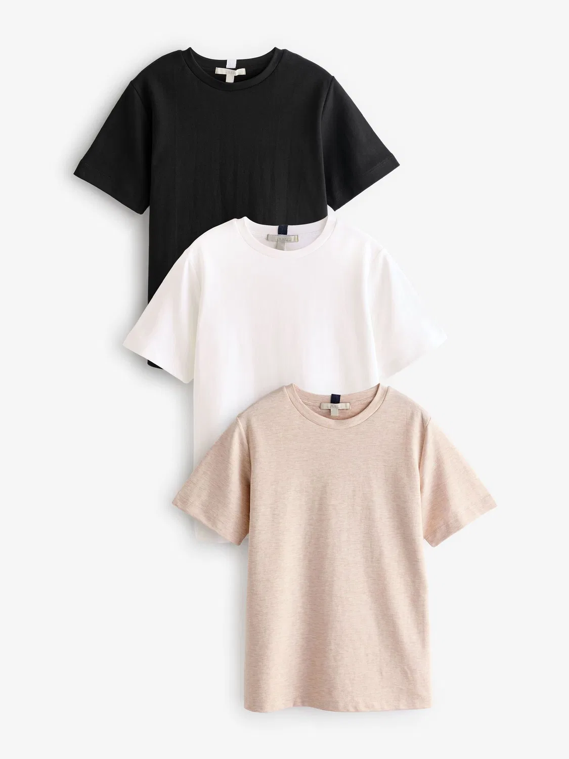 Футболка базовая утяжеленная 3 шт, Black/White/Beige Next