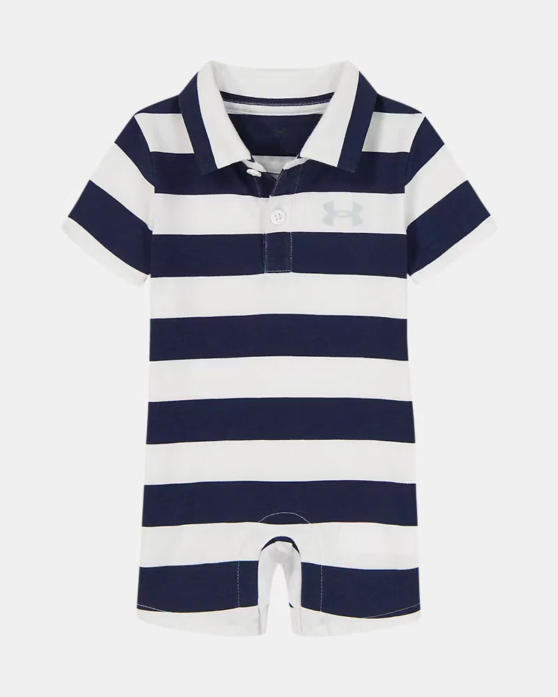 Комбинезон-поло для мальчиков из хлопка двойного вязания UA Stripe UnderArmour, Midnight Navy/Distant Gray