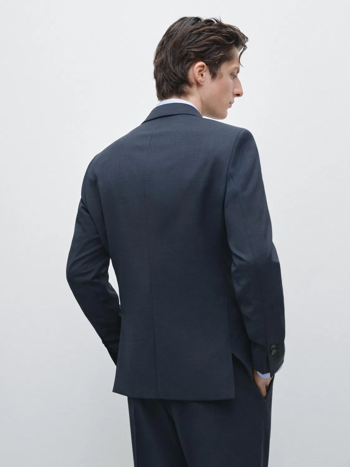 Пиджак Massimo Dutti, шерстяной, синий — фото 3