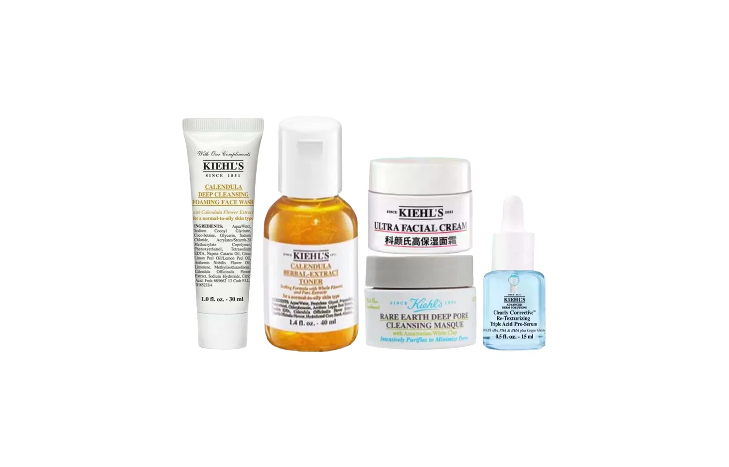 Набор для ухода за кожей с увлажняющим лосьоном Kiehl's, 5 предметов